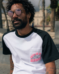 LAKAI x RIPNDIP Raglan-T-Shirt – Weiß/Schwarz