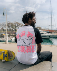 LAKAI x RIPNDIP Raglan-T-Shirt – Weiß/Schwarz